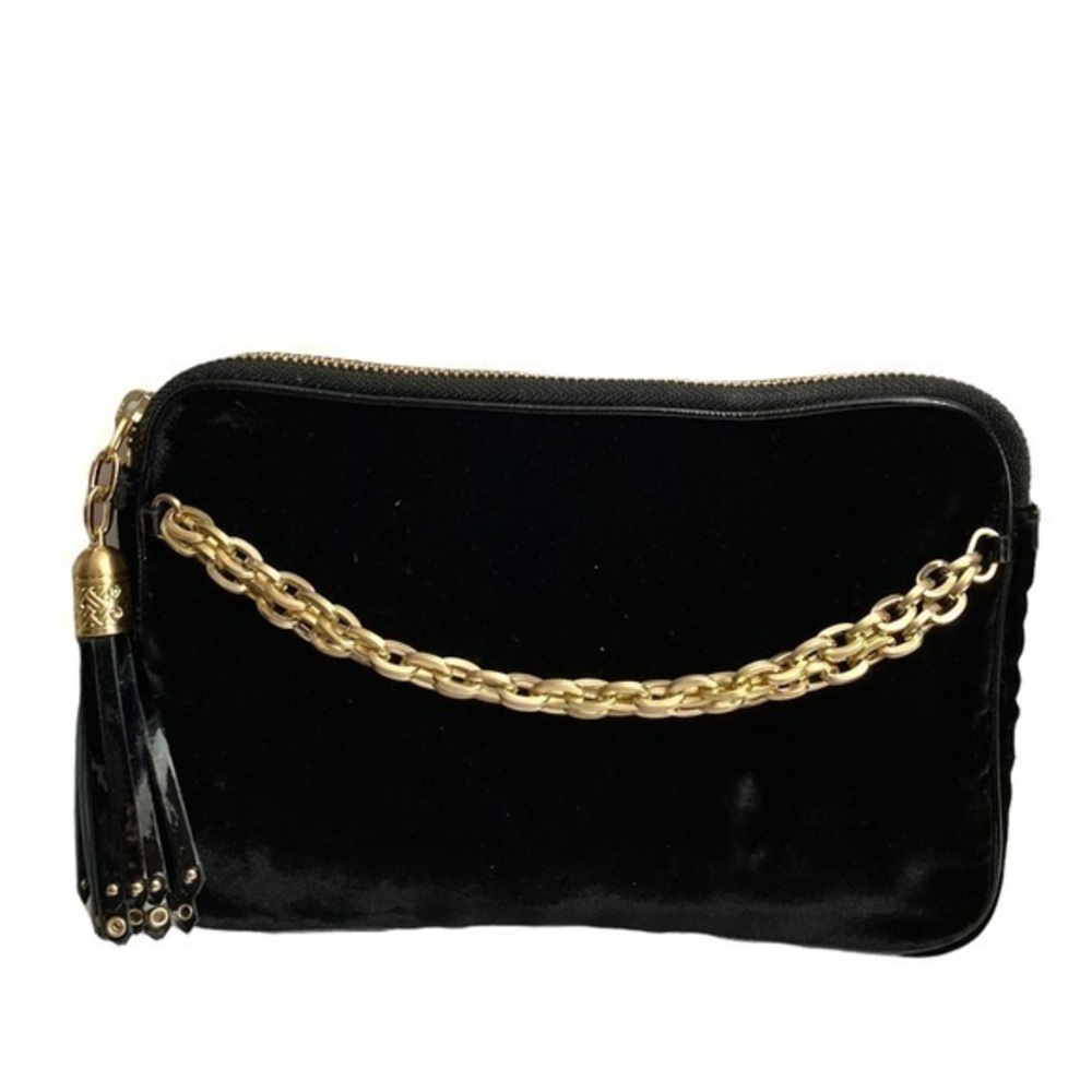 Cole haan black velvet feeling evening bag clutch
